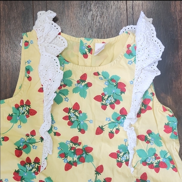HANNA ANDERSSON strawberry print sleeveless dress 10 lace trim girls mini - Picture 5 of 7